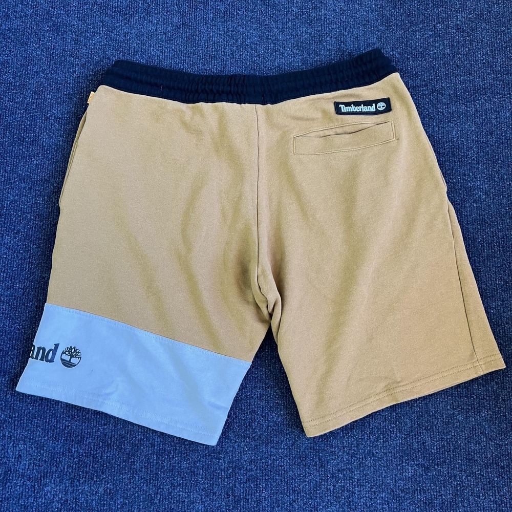 Timberland Shorts Mens Medium Beige Colorblock Sweat‎ Elastic Waist Pockets Gym
